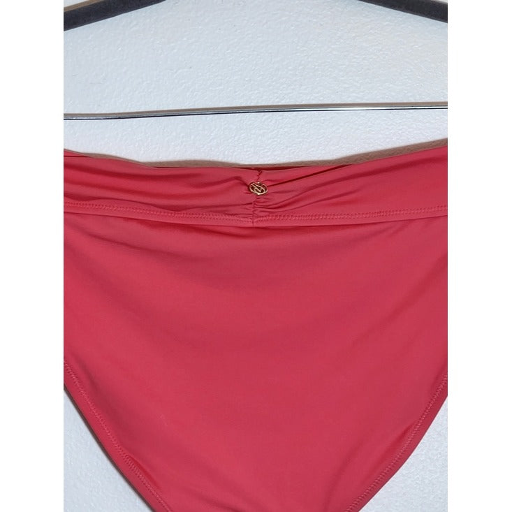 Victoria's Secret Dark Pink Bikini Bottom with Gold Tone Accents NWT Size Large