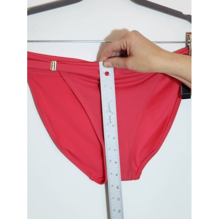 Victoria's Secret Dark Pink Bikini Bottom with Gold Tone Accents NWT Size Large