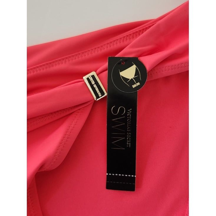 Victoria's Secret Dark Pink Bikini Bottom with Gold Tone Accents NWT Size Large