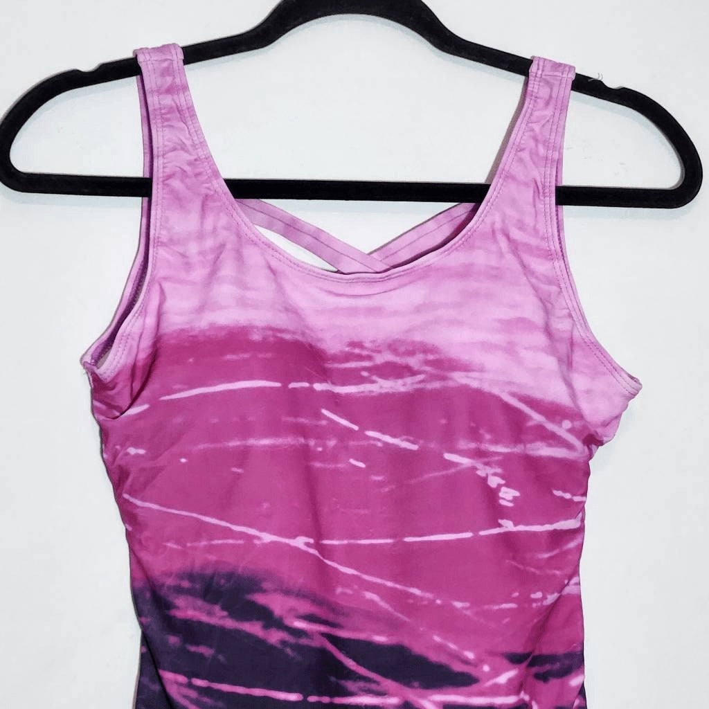 Pink and Purple One-Piece Swimsuit NWOT Size Medium Abstract Print Swimwear