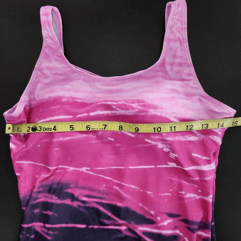 Pink and Purple One-Piece Swimsuit NWOT Size Medium Abstract Print Swimwear