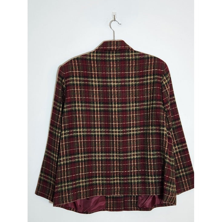 Sag Harbor Burgundy Plaid Button Front Jacket Size 18W