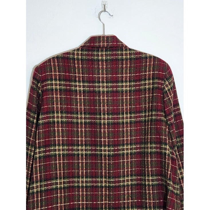 Sag Harbor Burgundy Plaid Button Front Jacket Size 18W