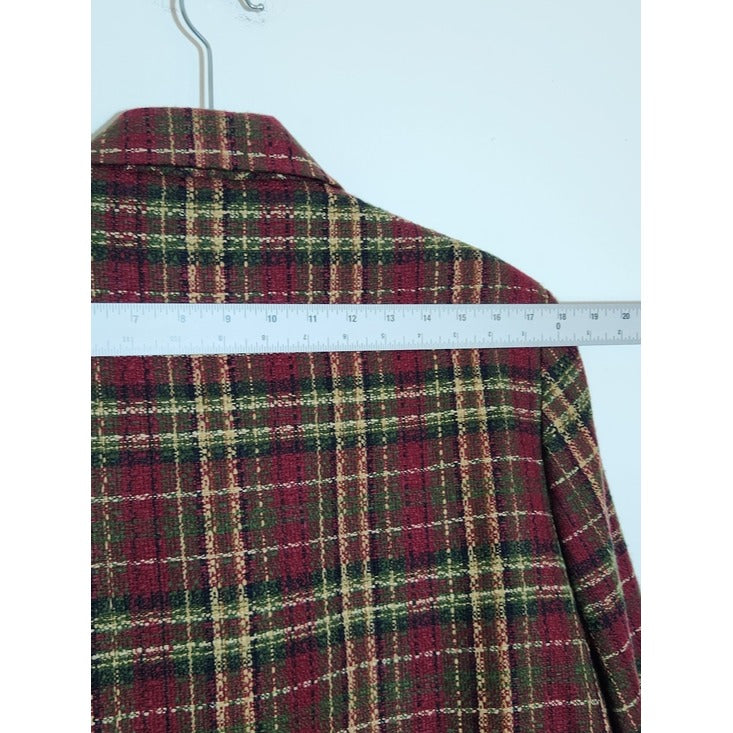 Sag Harbor Burgundy Plaid Button Front Jacket Size 18W