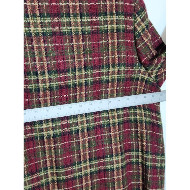 Sag Harbor Burgundy Plaid Button Front Jacket Size 18W