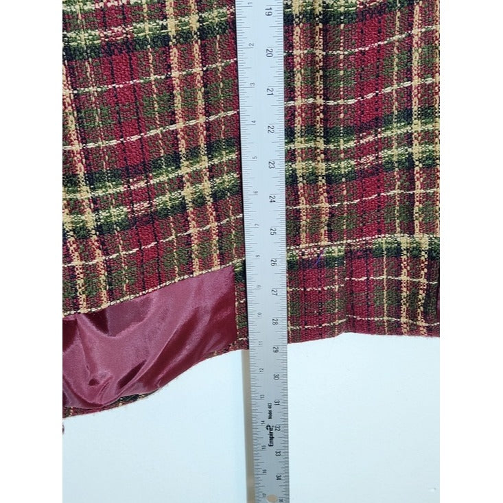 Sag Harbor Burgundy Plaid Button Front Jacket Size 18W
