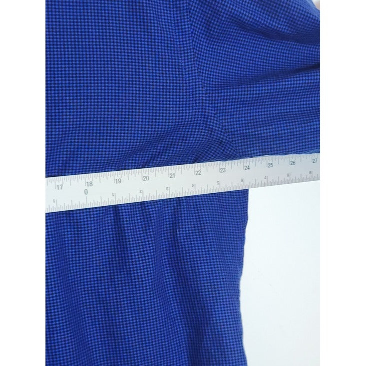 Thomas Dean Blue and Black Mini Check Button-Down Shirt Size Large