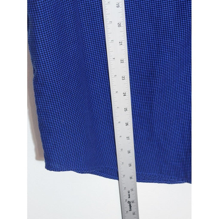 Thomas Dean Blue and Black Mini Check Button-Down Shirt Size Large