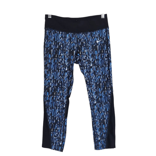 Nike Blue and Black Capri Leggings Size Medium Nike Blue Print Leggings