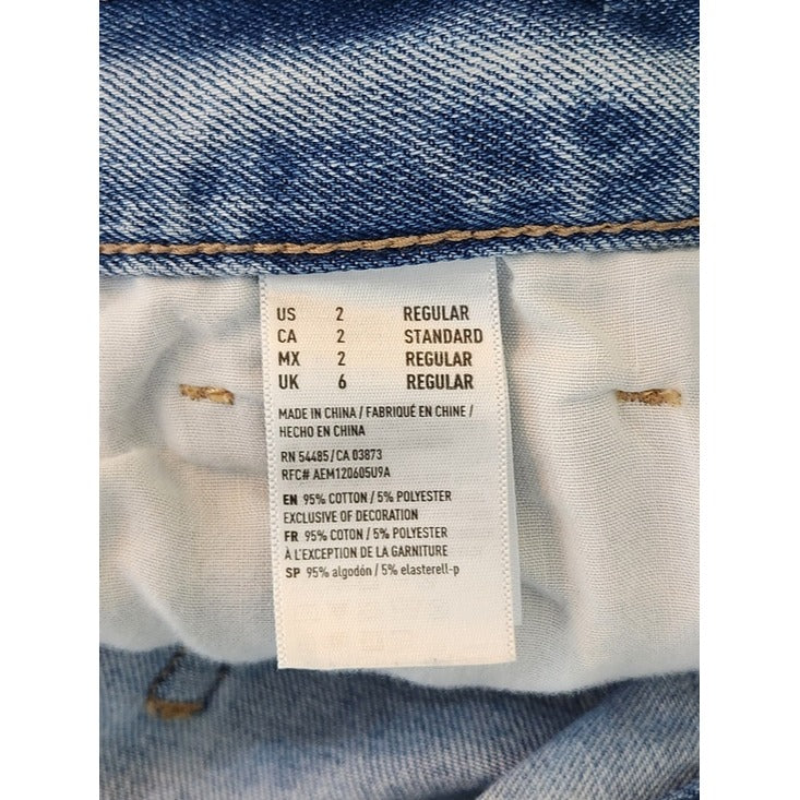 American Eagle Light Wash High Rise Distressed Mom Jeans Size 2