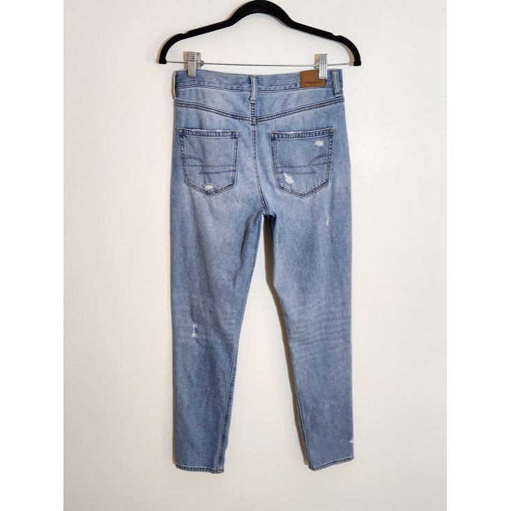 American Eagle Light Wash High Rise Distressed Mom Jeans Size 2