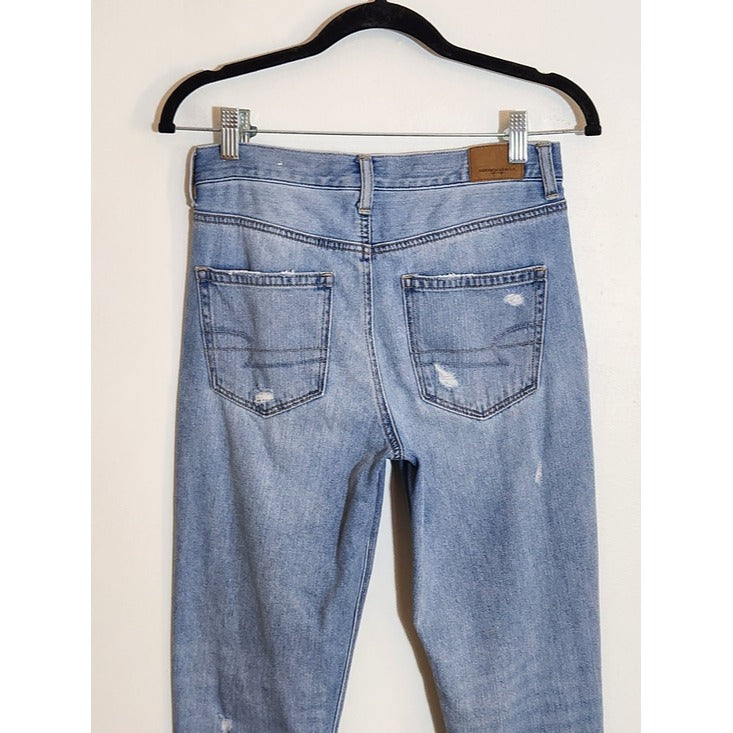 American Eagle Light Wash High Rise Distressed Mom Jeans Size 2