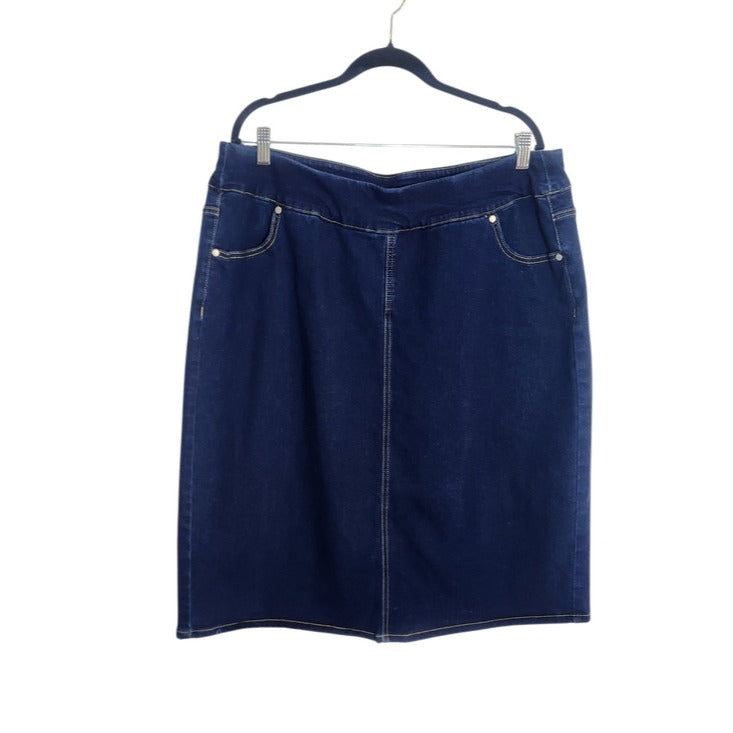 Alivia Ford Dark Wash Pull On Denim Pencil Skirt Size 18W