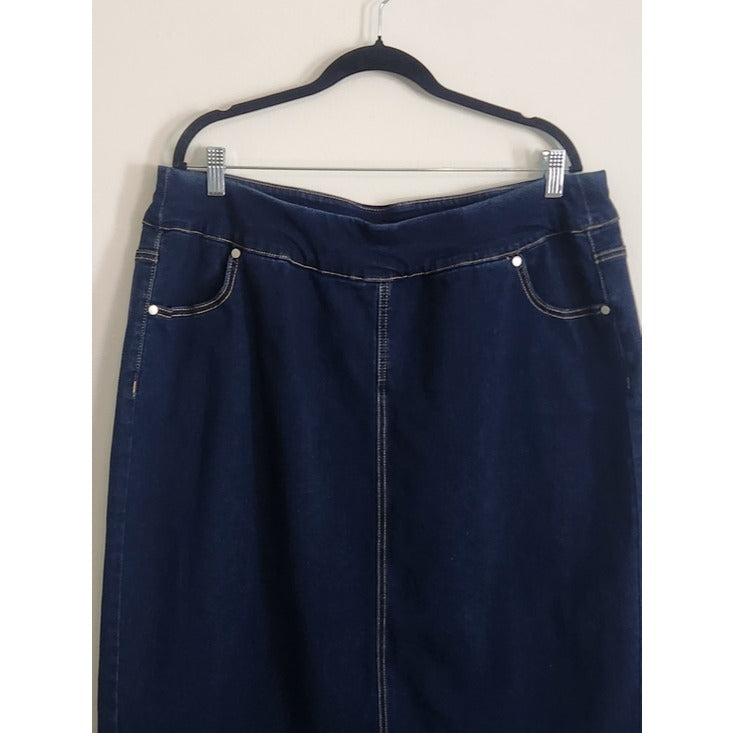 Alivia Ford Dark Wash Pull On Denim Pencil Skirt Size 18W