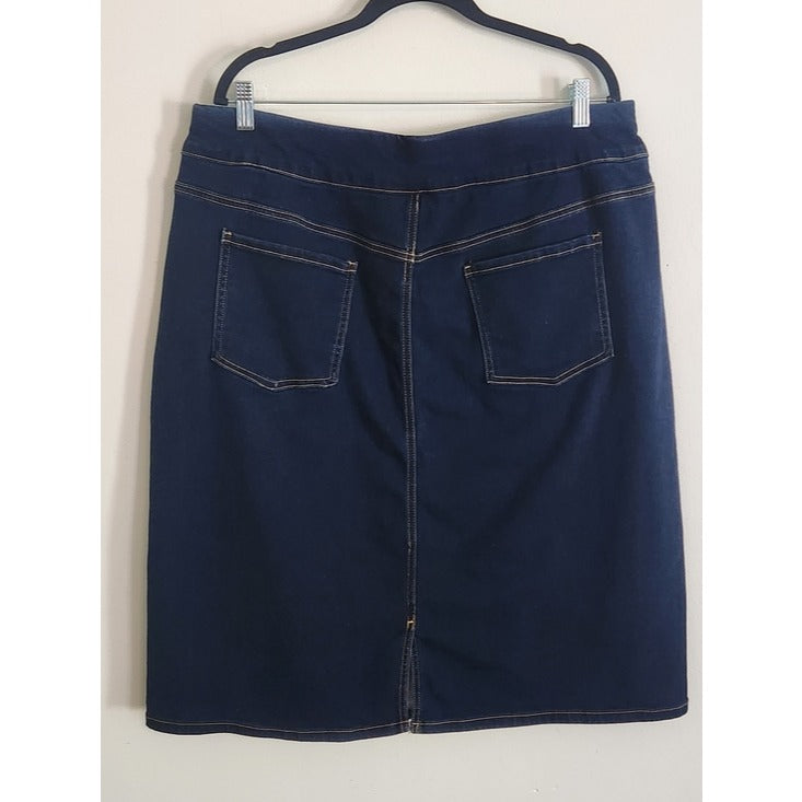 Alivia Ford Dark Wash Pull On Denim Pencil Skirt Size 18W