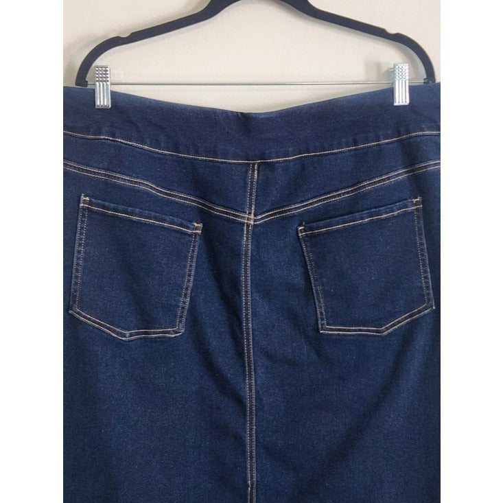 Alivia Ford Dark Wash Pull On Denim Pencil Skirt Size 18W