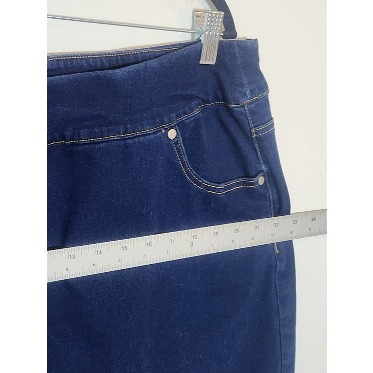 Alivia Ford Dark Wash Pull On Denim Pencil Skirt Size 18W
