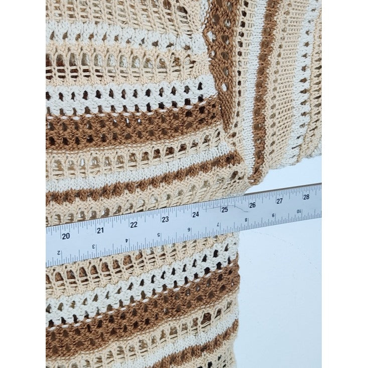 Torrid Cream and Brown Open Weave Knit Striped Pullover Sweater Size 4X