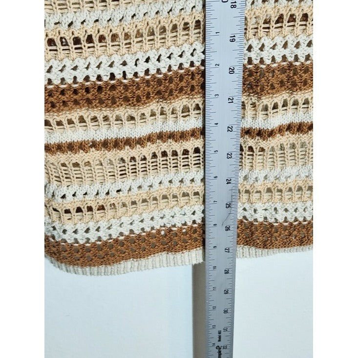 Torrid Cream and Brown Open Weave Knit Striped Pullover Sweater Size 4X