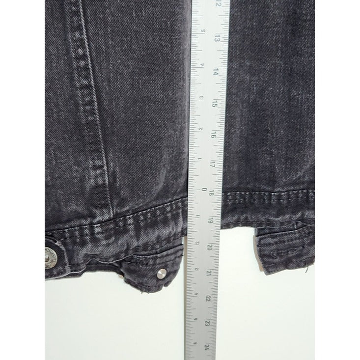 Highway Jeans Black Distressed Cropped Jean Jacket Size Large