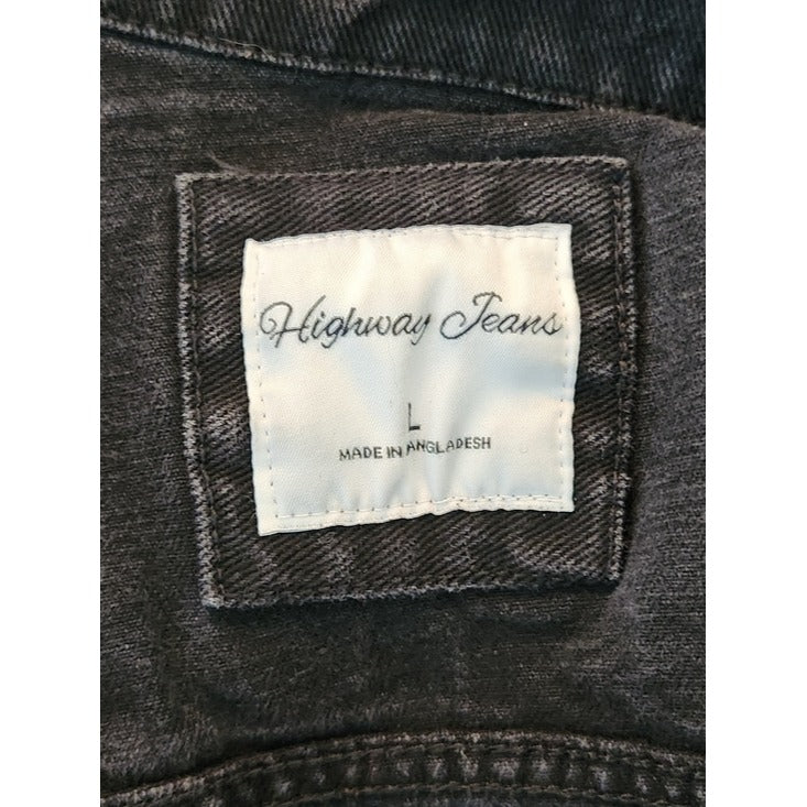 Highway Jeans Black Distressed Cropped Jean Jacket Size Large