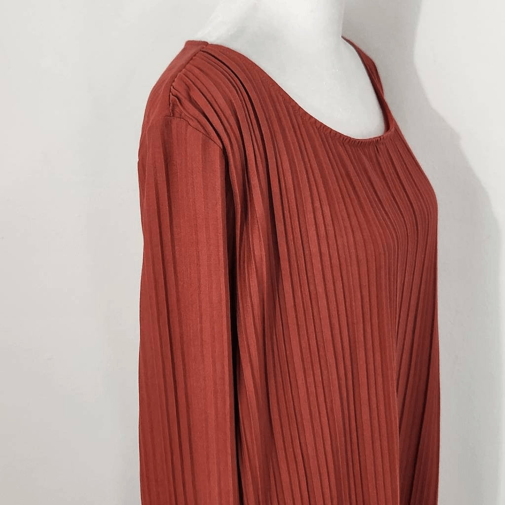 AGB Rust Pleated Blouse Size Large Rust Red Tunic Layered Look Tunic