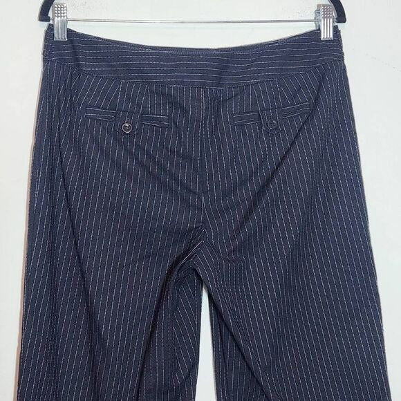 Ann Taylor Black Pinstripe Cropped Wide Leg Pants Size 8 Pinstripe Dress Pants