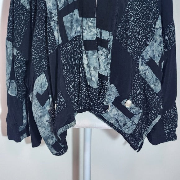 Lyng Black Patchwork Jacket Cardigan One Size Unique Patchwork Boho Jacket