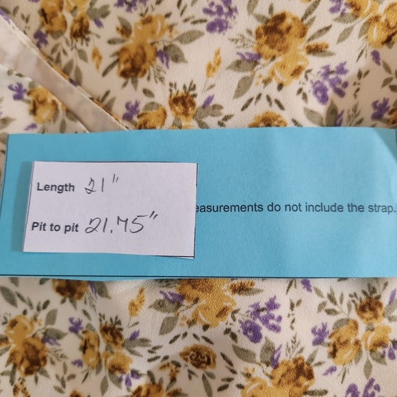 Skies are Blue Butter Yellow Floral Tank Top with Double Straps Size XL New