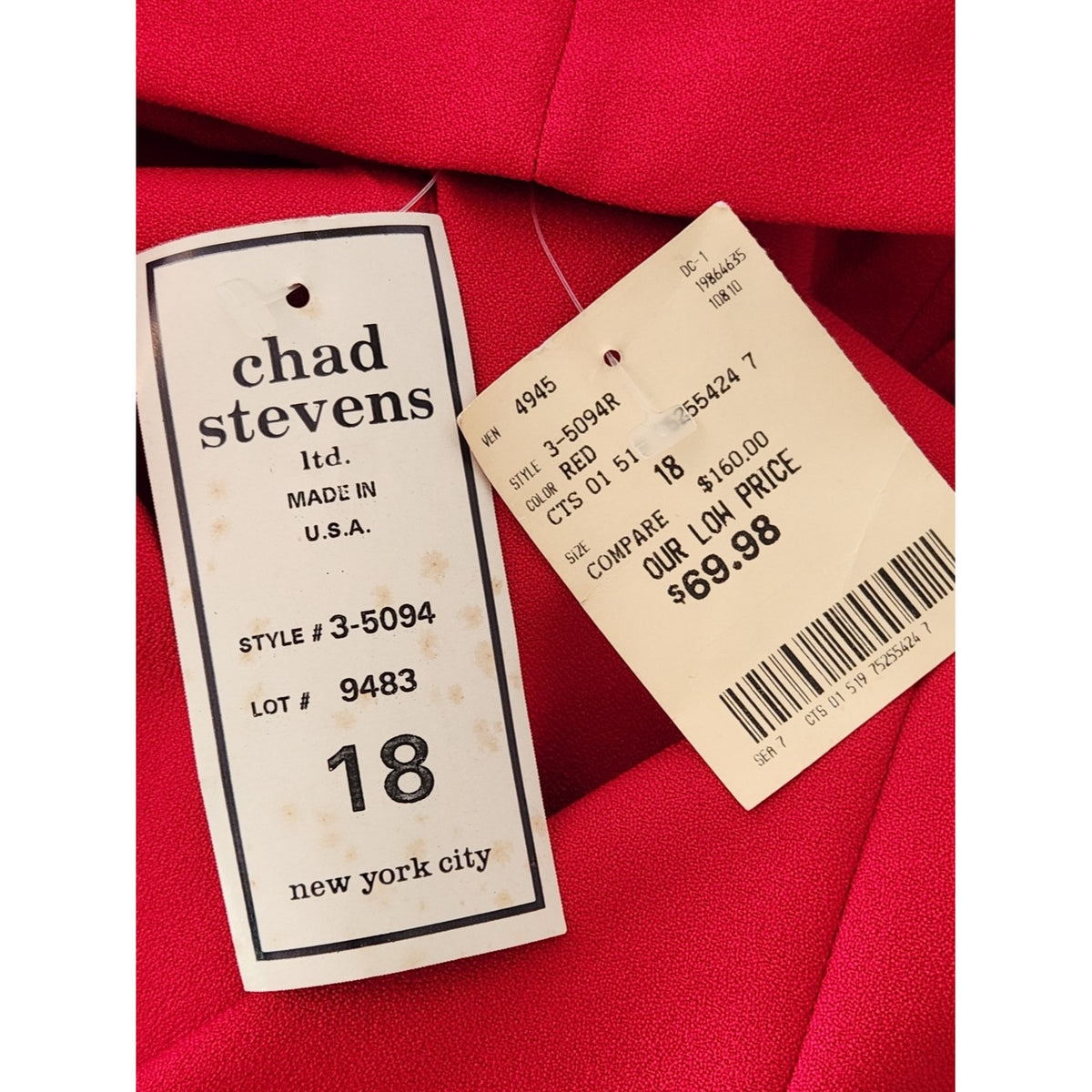Chad Stevens Vintage Red Single Button Blazer Style Coat Size 18 NWT Flaw