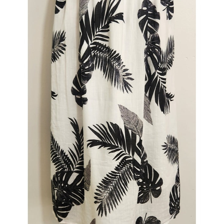 Old Navy Black and White Floral Off The Shoulder Midi Dress Size Large