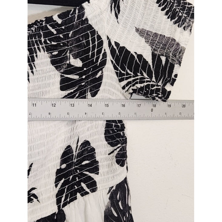 Old Navy Black and White Floral Off The Shoulder Midi Dress Size Large