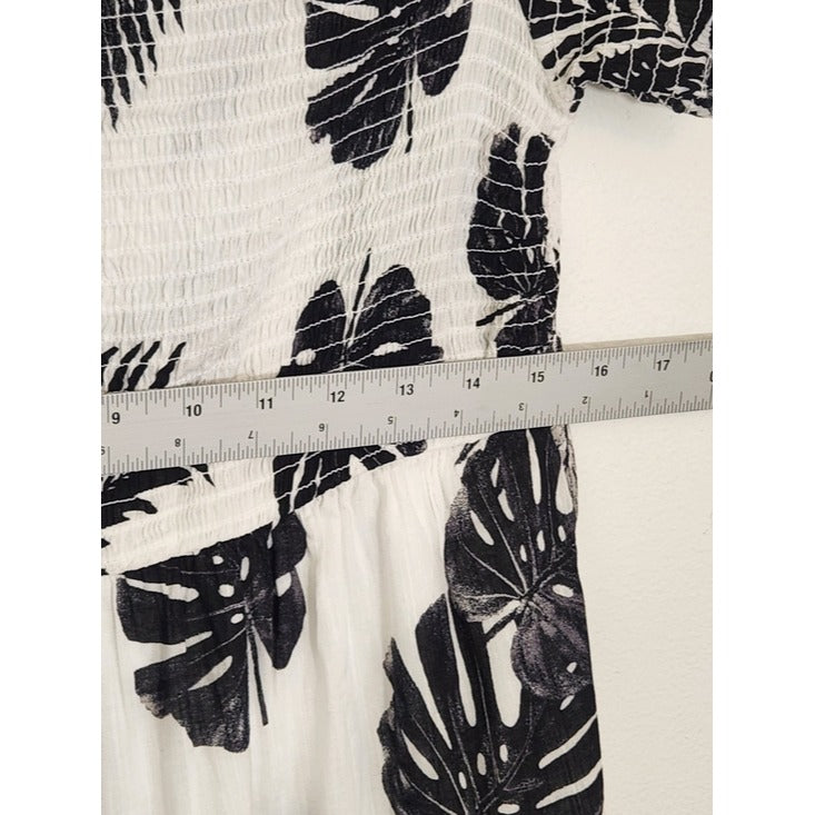 Old Navy Black and White Floral Off The Shoulder Midi Dress Size Large