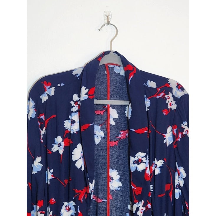 Roz & Ali Navy Floral Open Front Blazer Size 2X