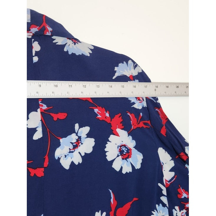 Roz & Ali Navy Floral Open Front Blazer Size 2X