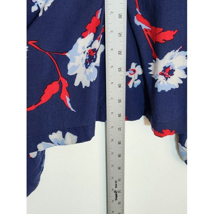 Roz & Ali Navy Floral Open Front Blazer Size 2X