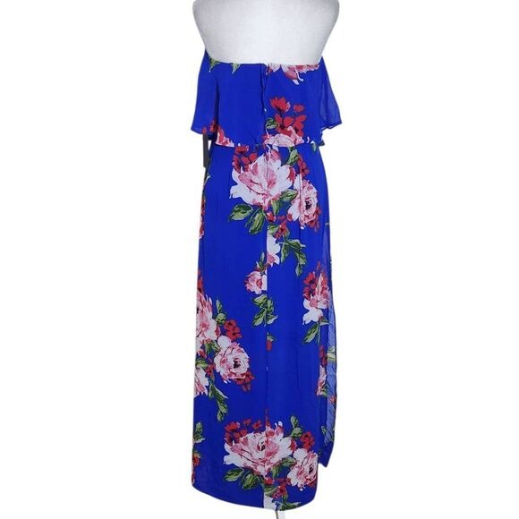 City Triangles Blue Floral Strapless Maxi Dress Size Small Boho Maxi Dress New