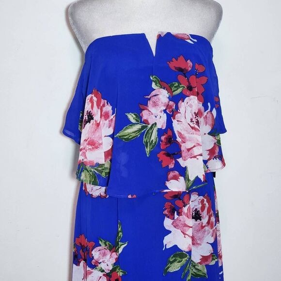 City Triangles Blue Floral Strapless Maxi Dress Size Small Boho Maxi Dress New