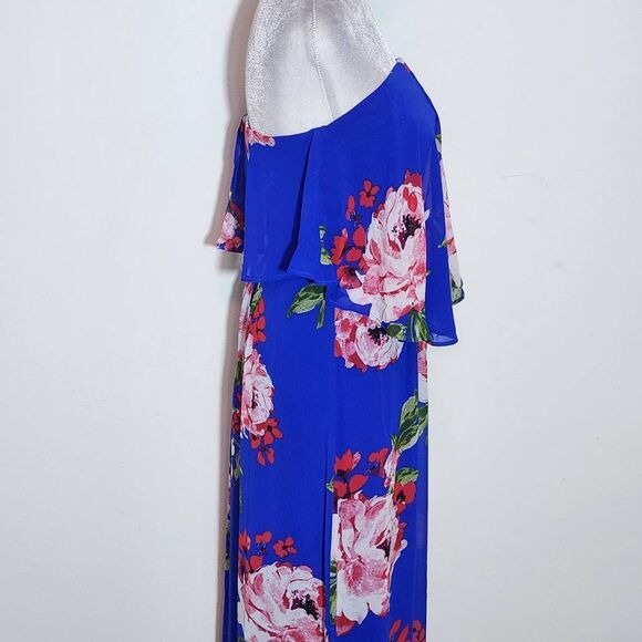 City Triangles Blue Floral Strapless Maxi Dress Size Small Boho Maxi Dress New