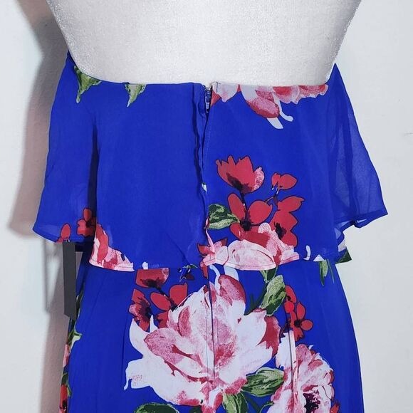 City Triangles Blue Floral Strapless Maxi Dress Size Small Boho Maxi Dress New