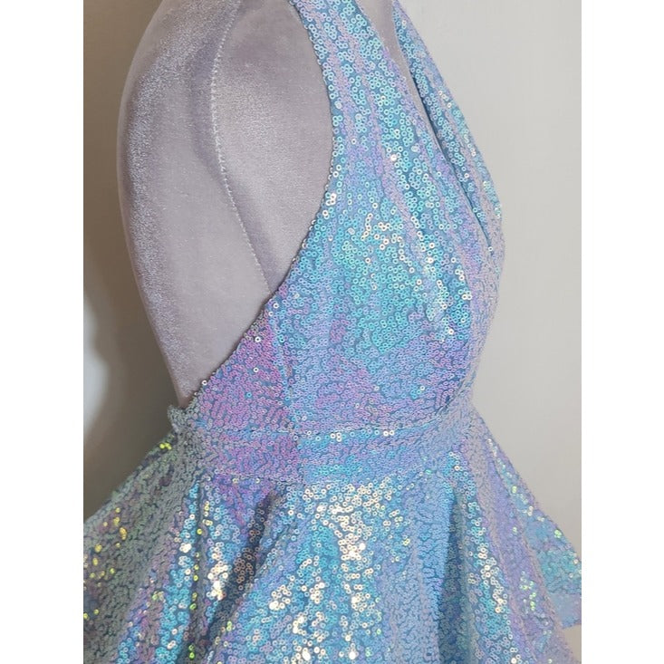Symphony Blue Iridescent Sequin Cocktail Party Dress Size Small NWT Flaw