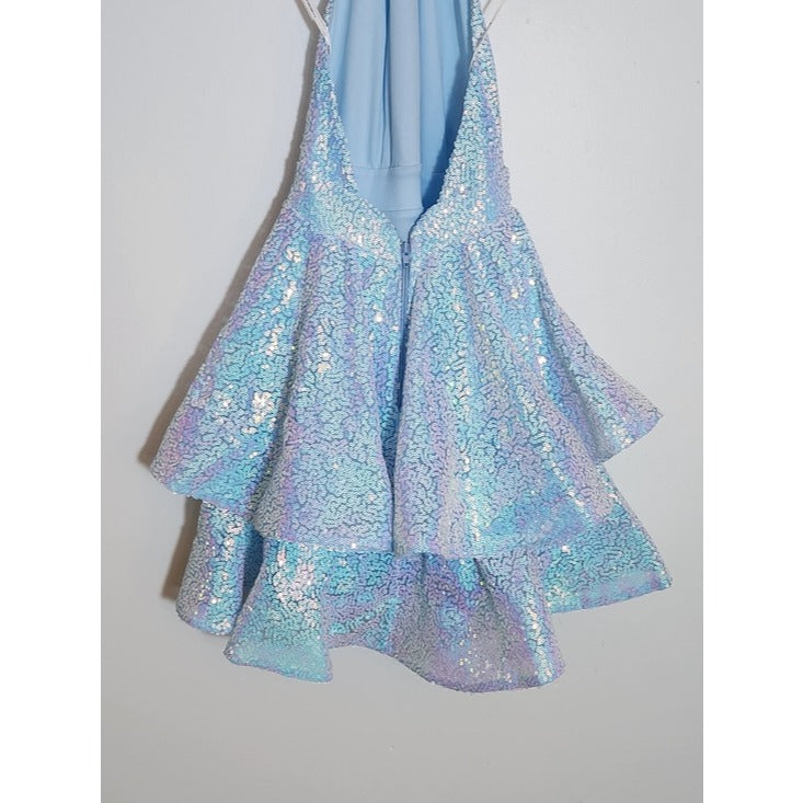 Symphony Blue Iridescent Sequin Cocktail Party Dress Size Small NWT Flaw
