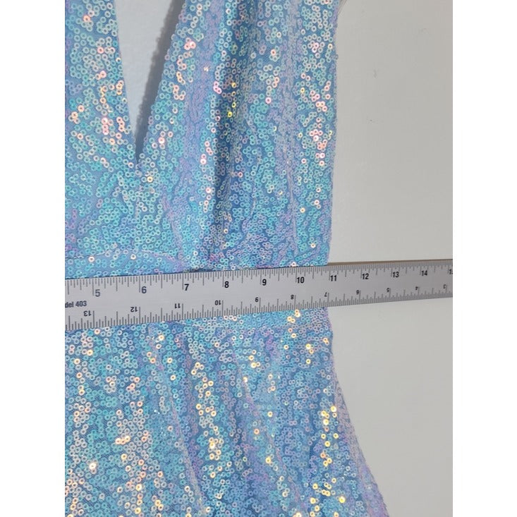 Symphony Blue Iridescent Sequin Cocktail Party Dress Size Small NWT Flaw