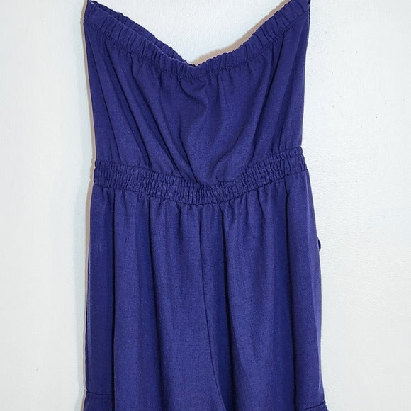 Iris Indigo Blue Strapless Cargo Jogger Jumpsuit Size Medium