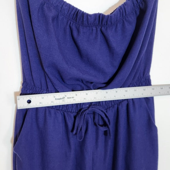 Iris Indigo Blue Strapless Cargo Jogger Jumpsuit Size Medium