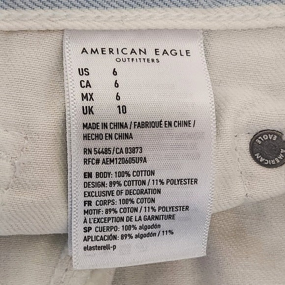 American Eagle Striped Denim Cut-Off Shorts Size 6 Striped AEO Mom Shorts