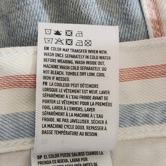 American Eagle Striped Denim Cut-Off Shorts Size 6 Striped AEO Mom Shorts