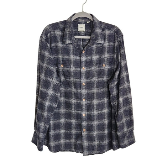 Rowm Charcoal Gray Plaid Button-Down Shirt Size XL