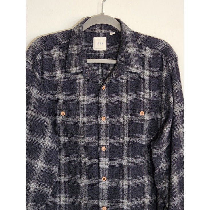 Rowm Charcoal Gray Plaid Button-Down Shirt Size XL