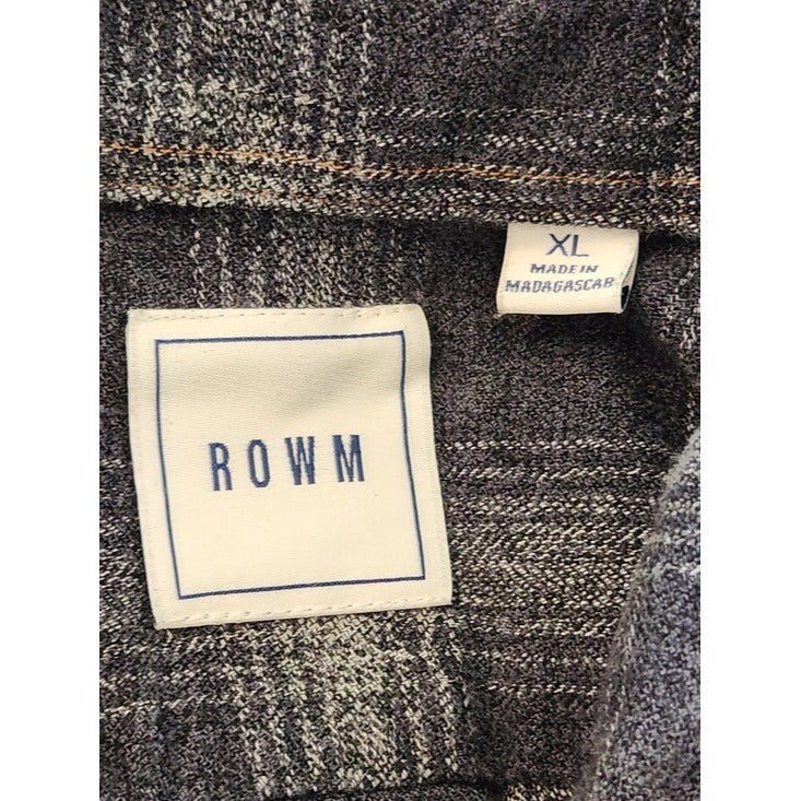 Rowm Charcoal Gray Plaid Button-Down Shirt Size XL